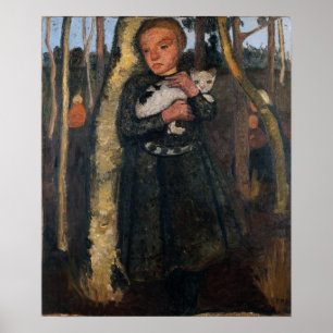 Poster Modersohn-Becker - Fille dans la forêt de bouleaux