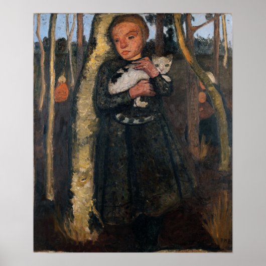 Poster Modersohn-Becker - Fille dans la forêt de bouleaux (Devant)