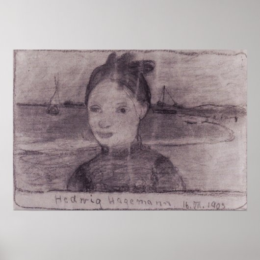 Poster Modersohn-Becker - Portrait d'Hedwig Hagemann (Devant)