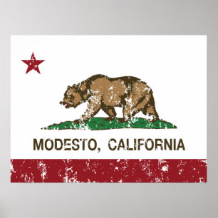 Poster Modesto du drapeau de l'État de Californie