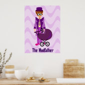 Poster Modfather Funny Mod Sixties Cartoon Character Art (Cuisine)