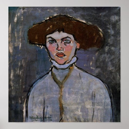 Poster Modigliani - Tête de jeune femme 1908 (Devant)
