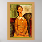 Poster Modigliani - Une fille en robe jaune (Devant)