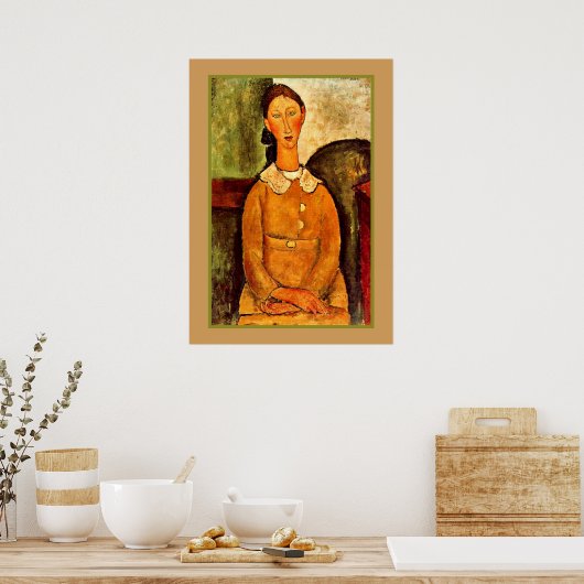 Poster Modigliani - Une fille en robe jaune (Cuisine)