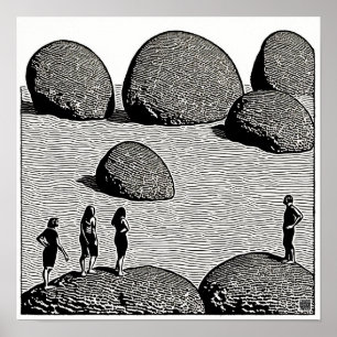Poster Moeraki Boulders Boîtier Imprimer