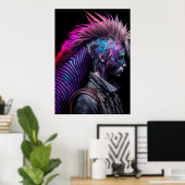 Poster Mohawk d'oiseaux roses - Weirdcore Rainbow (Bureau à domicile)
