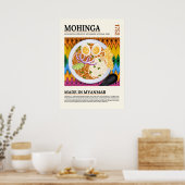 Poster Mohinga Soupe de nouilles de poisson traditionnell (Cuisine)