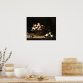 Poster Moillon - Panier de pêches aux coings et prunes (Cuisine)