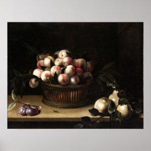 Poster Moillon - Panier de pêches aux coings et prunes
