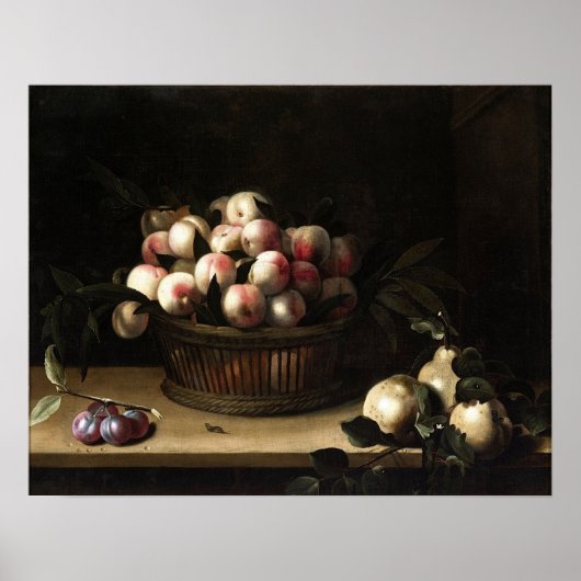 Poster Moillon - Panier de pêches aux coings et prunes (Devant)