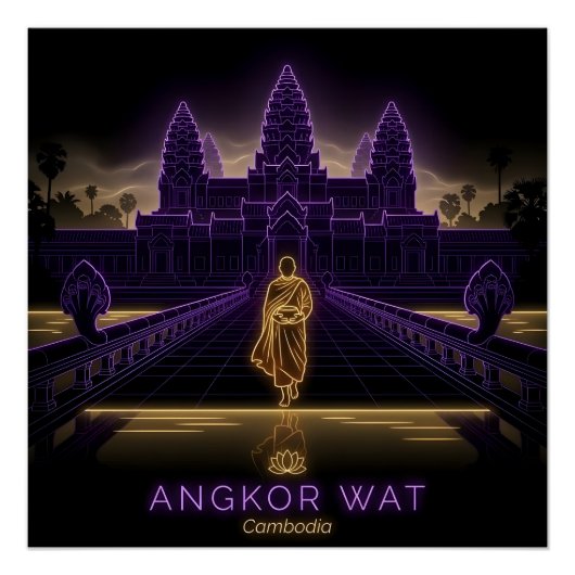 Poster Moine bouddhiste d'Angkor Wat - Cambodge (Devant)