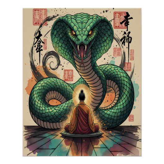 Poster Moine et Serpent (Devant)