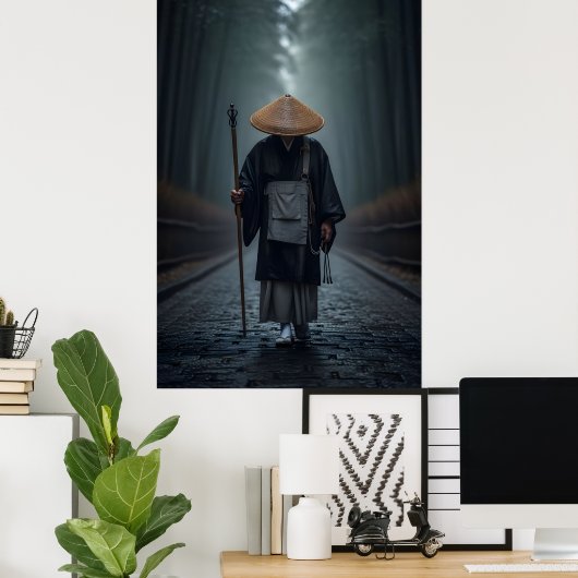 Poster Moine Zen Japonais (Bureau à domicile)