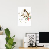 Poster Moineaux sur une branche de Noël (Bureau à domicile)