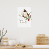 Poster Moineaux sur une branche de Noël (Cuisine)