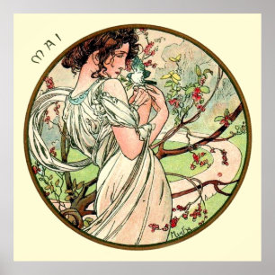 Poster Mois d'Alphonse Mucha de mai
