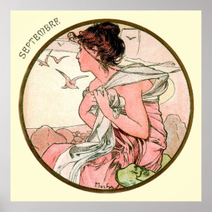 Poster Mois d'Alphonse Mucha de septembre