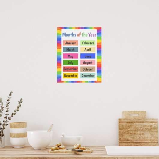 Poster Mois de l'année colorés (Cuisine)