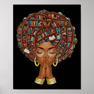 Poster Mois de l'histoire des Noirs Afro Lectrice de livr