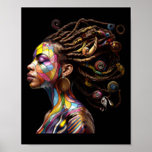 Poster Mois de l'histoire des Noirs Cheveux Loc's Art Rei