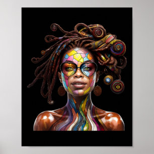 Poster Mois de l'histoire des Noirs Cheveux Loc's Art Rei