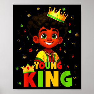Poster Mois de l'histoire des Noirs Jeune Roi Noir Cheveu