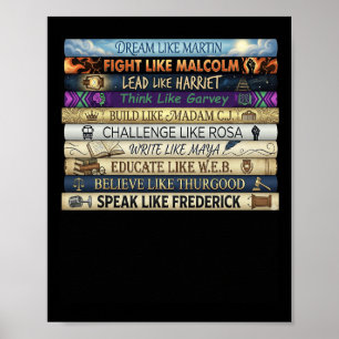 Poster Mois de l'histoire des Noirs Leaders Noirs Afro-Am