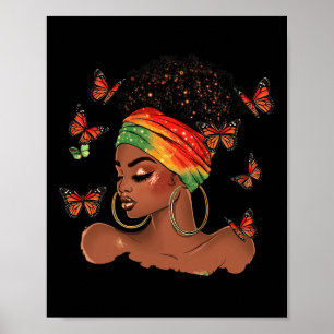Poster Mois de l'histoire des Noirs Papillon afro-américa