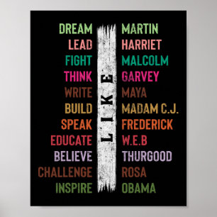 Poster Mois de l'histoire des Noirs Rêvez comme Martin, D