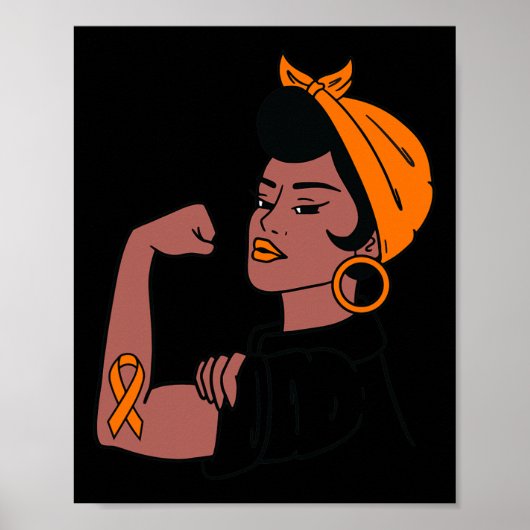 Poster Mois de sensibilisation à la leucémie Orange Ribbo (Devant)