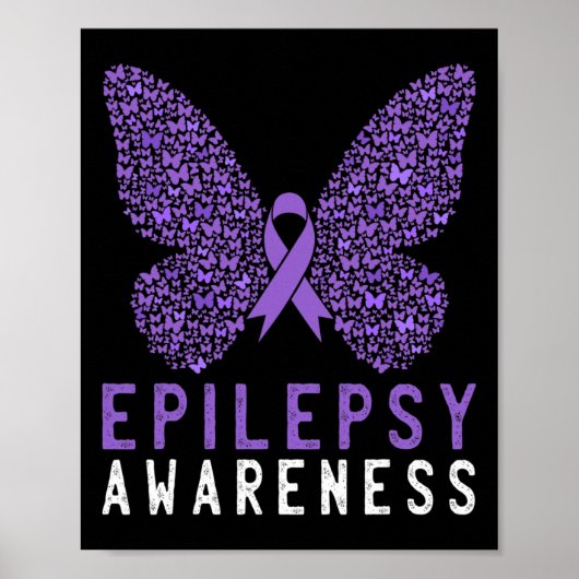 Poster Mois de sensibilisation à l'épilepsie papillon Rib (Devant)