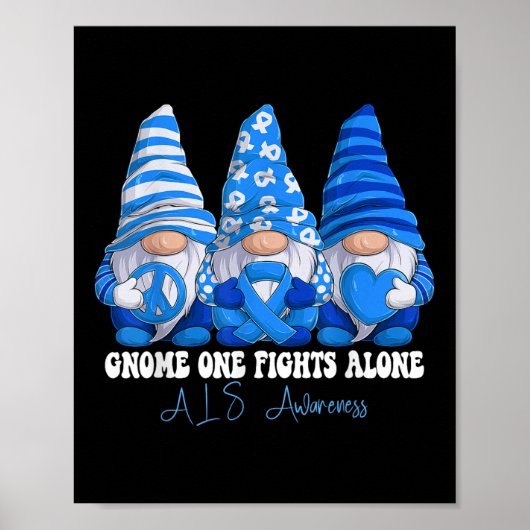 Poster Mois de sensibilisation Als Bleu Ruban Gnomes Sout (Devant)