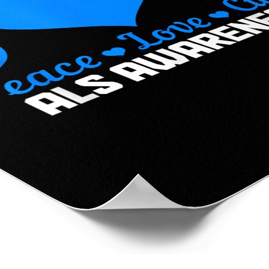 Poster Mois de sensibilisation Als Peace Love Cure Blue R (Coin)