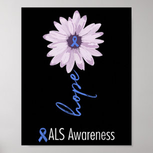 Poster Mois de sensibilisation aussi Bleu Tournesol Ruban