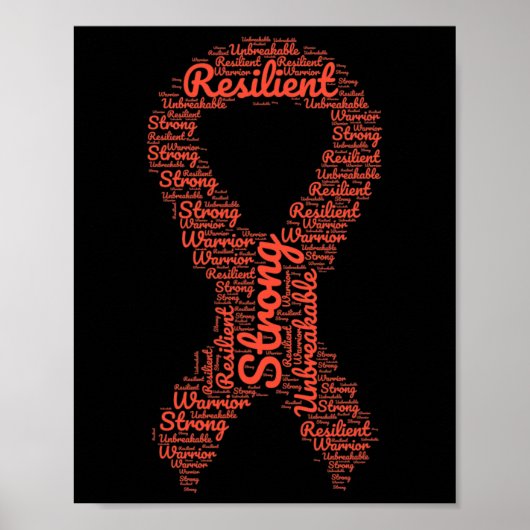 Poster Mois De Sensibilisation Ruban Orange Avec Mots (Devant)