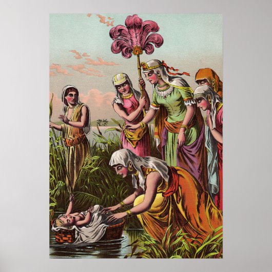 Poster Moïse bébé dans un panier (Devant)