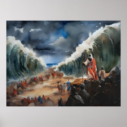 Poster Moïse Partant Et Traversant La Mer Rouge Sèche (Devant)