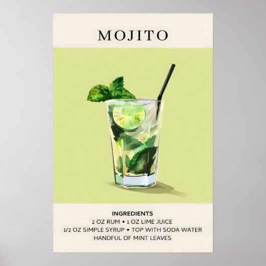 Poster Mojito La peinture à cocktail (Devant)