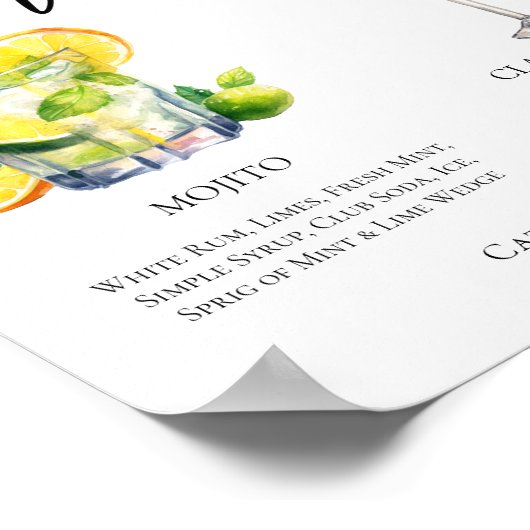 Poster Mojito Martini Mariage Signature Cocktails Menu (Coin)
