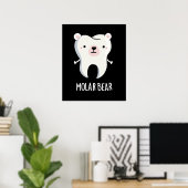 Poster Molar Bear Funny Dot Pun Dark BG (Bureau à domicile)