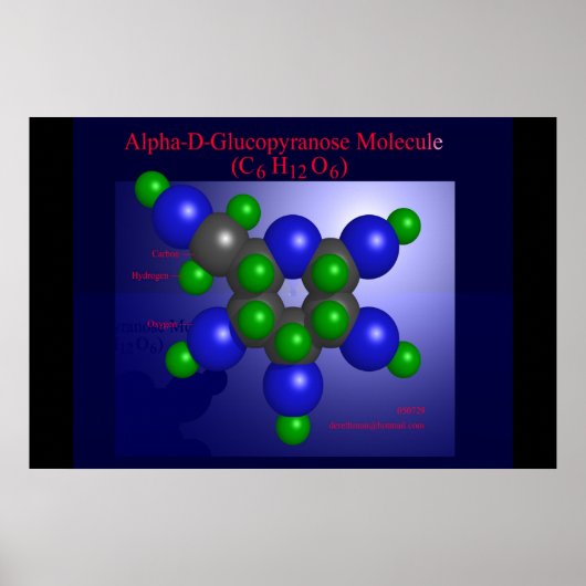 Poster Molécule Alpha-D-Glucopyranose (impression) (Devant)