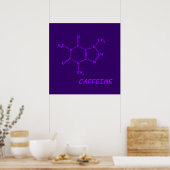 Poster Molécule de caféine violette (Cuisine)