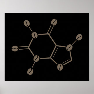 Poster molécule de fèves de caféine