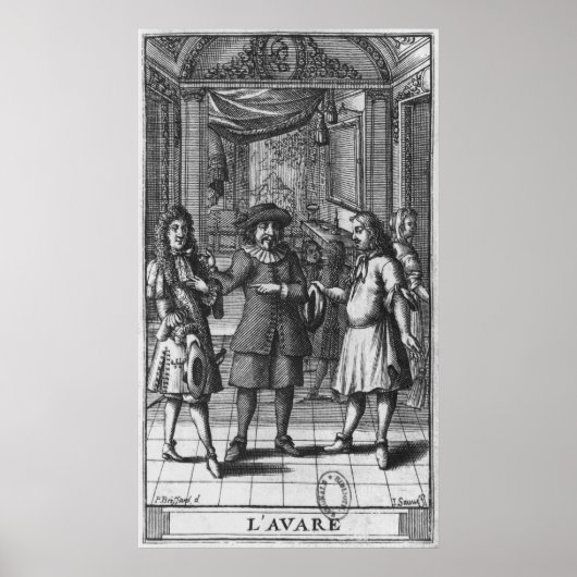 Poster Moliere comme Harpagon, frontispice illustration (Devant)