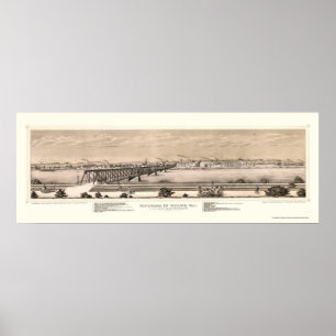 Poster Moline, carte panoramique de l'IL - 1873