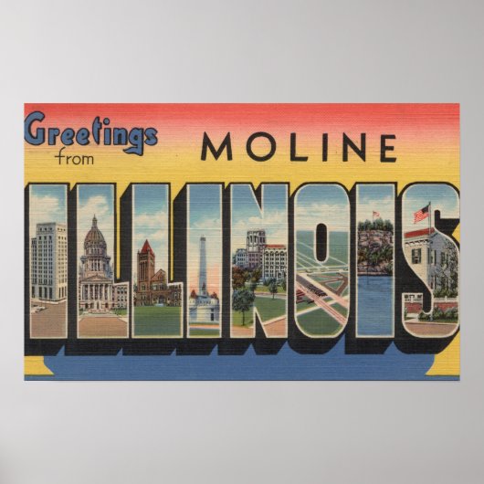 Poster Moline, Illinois - Scènes de grandes lettres (Devant)