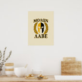 Poster Molon Labe Casque spartiate Laurels Beige chaud (Cuisine)