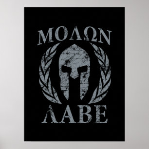 Poster Molon Labe Grunge Spartan Mask