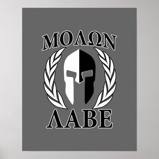 Poster Molon Labe Spartan Mask Armor Laurels Monochrome (Devant)