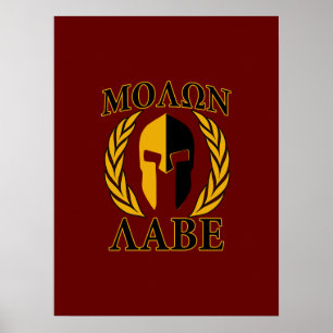 Poster Molon Labe Spartan Mask Laurels Décor Bourgogne